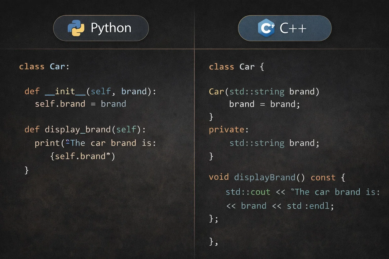 Nesne Yönelimli Programlama: Python vs C++ Syntax Farkları